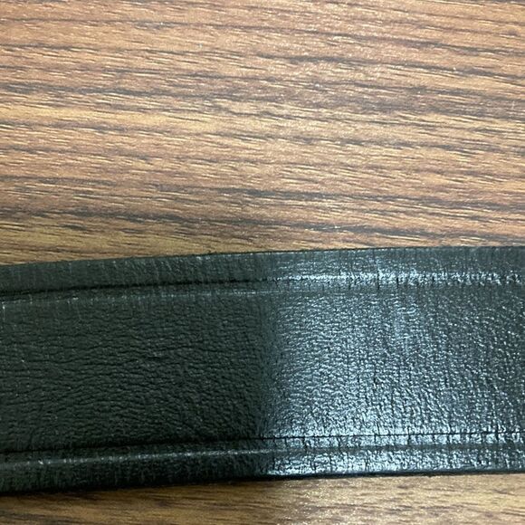 Genuine Black Leather Mens Belt with Brass Buckle. Size 38. Made in USA. - Picture 3 of 6